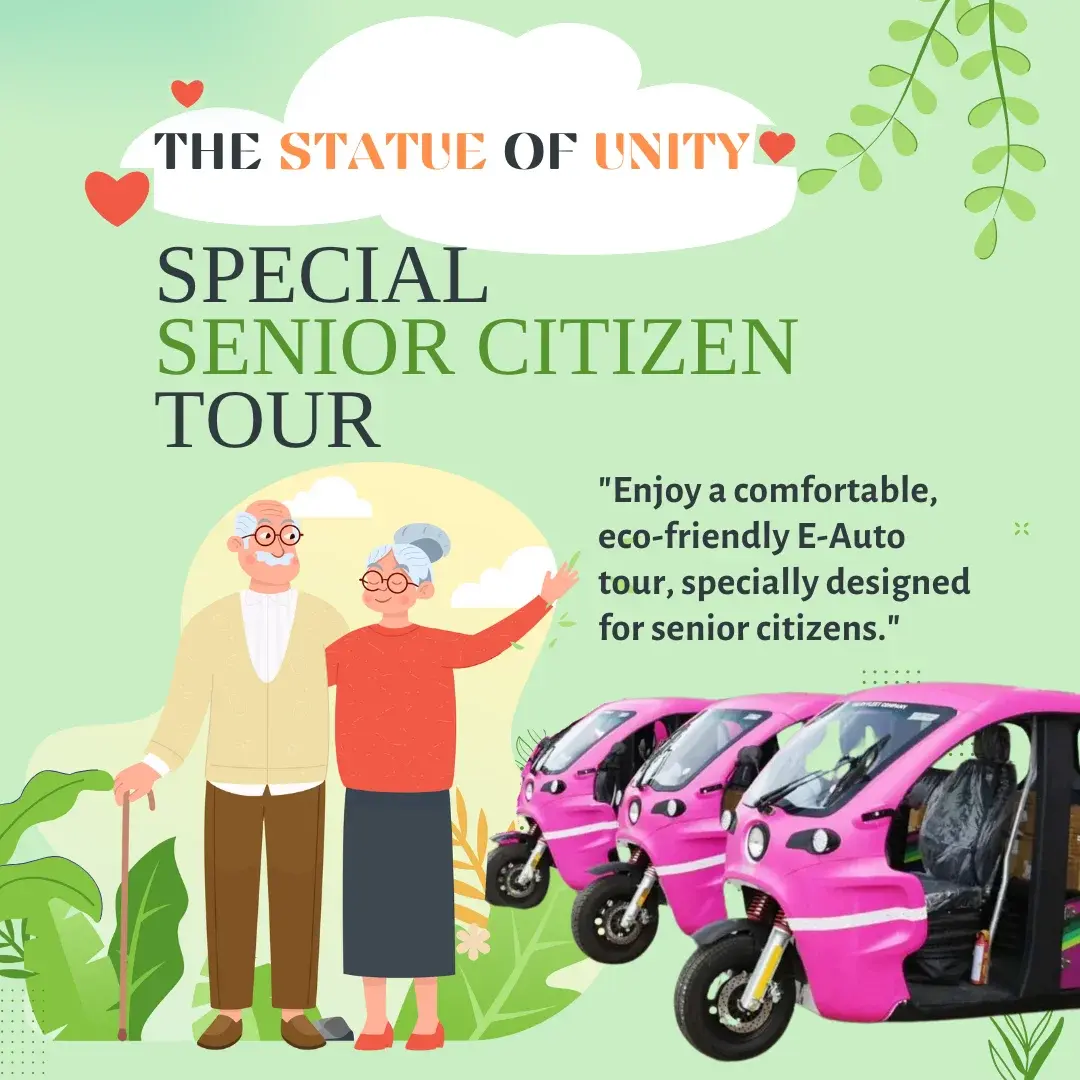 Senior citizens enjoying Statue of Unity tour